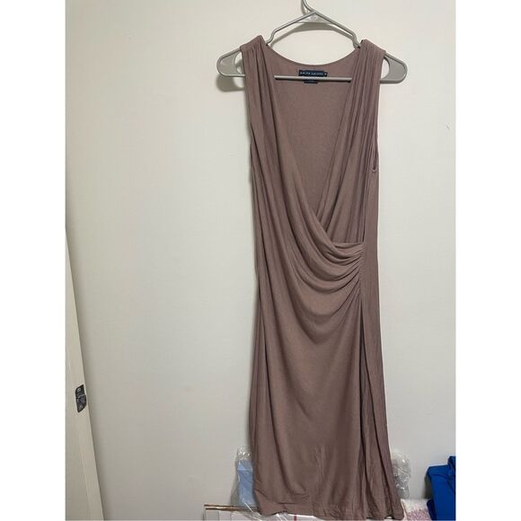 Ralph Lauren Dresses & Skirts - Ralph Lauren Medium Tan Plunge Neck Modal Wool Stretch Tank Knee Length Dress